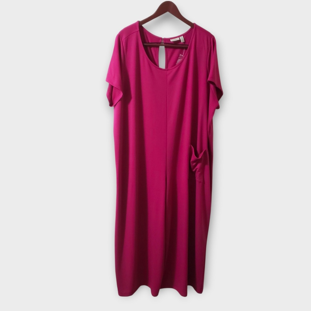 LOGO Lounge by Lori Goldstein Oversized Jumpsuit Magneta Pink Plus 3X Petite